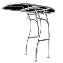 T-Top universal para barcos y semirrígidas, color plata con tela negra, serie 600 de PoweryMax.