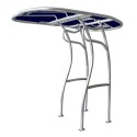 T-Top universal para barcos y semirrígidas, color plata con tela azul, serie 600 de PoweryMax.