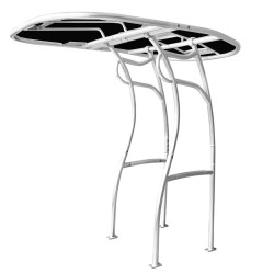 copy of T-Top universal para barcos y semirrígidas, color blanco con tela negra, serie 600 de PoweryMax.