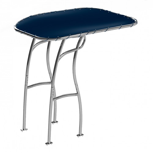 T-Top universal para barcos y semirrígidas, color plata con tela azul, serie 600 de PoweryMax.
