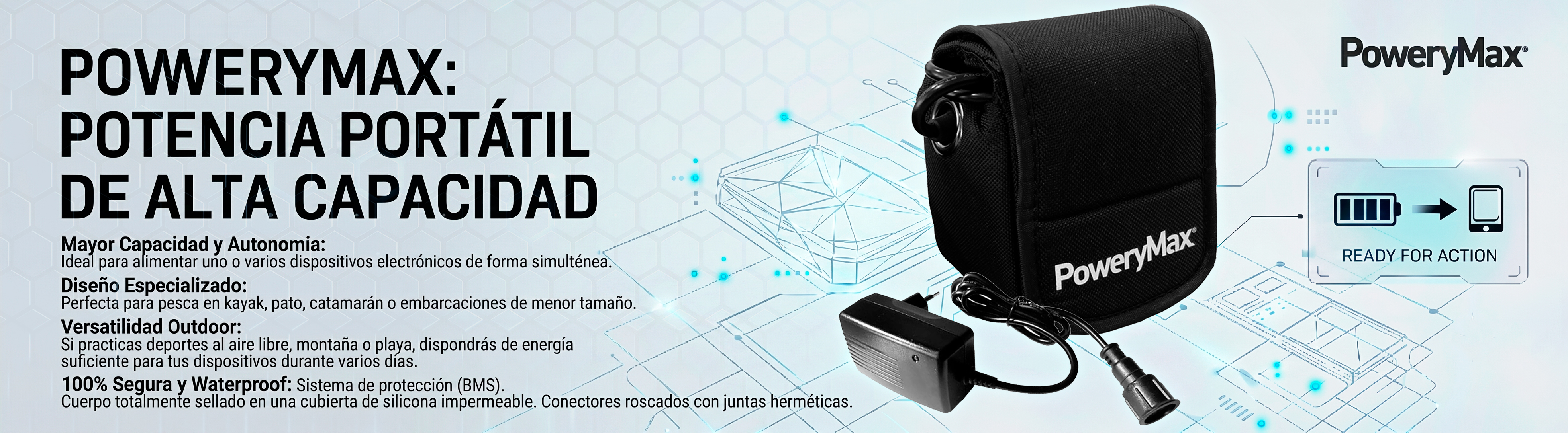 Batería de Litio PoweryMax PX10 + Cargador Inteligente