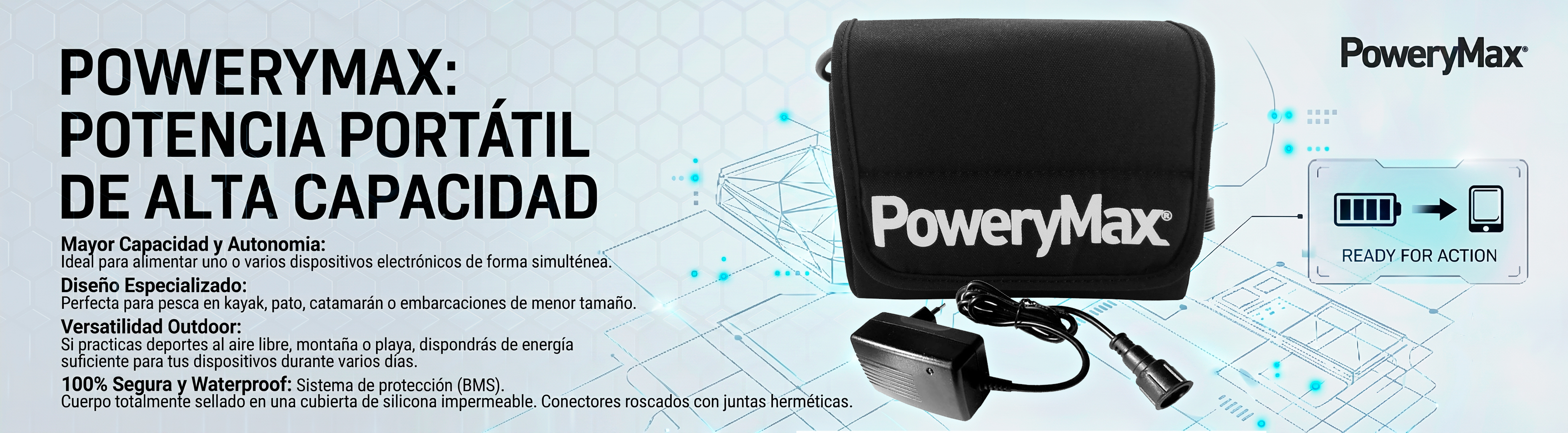 Batería de Litio PoweryMax PX25 + Cargador Inteligente