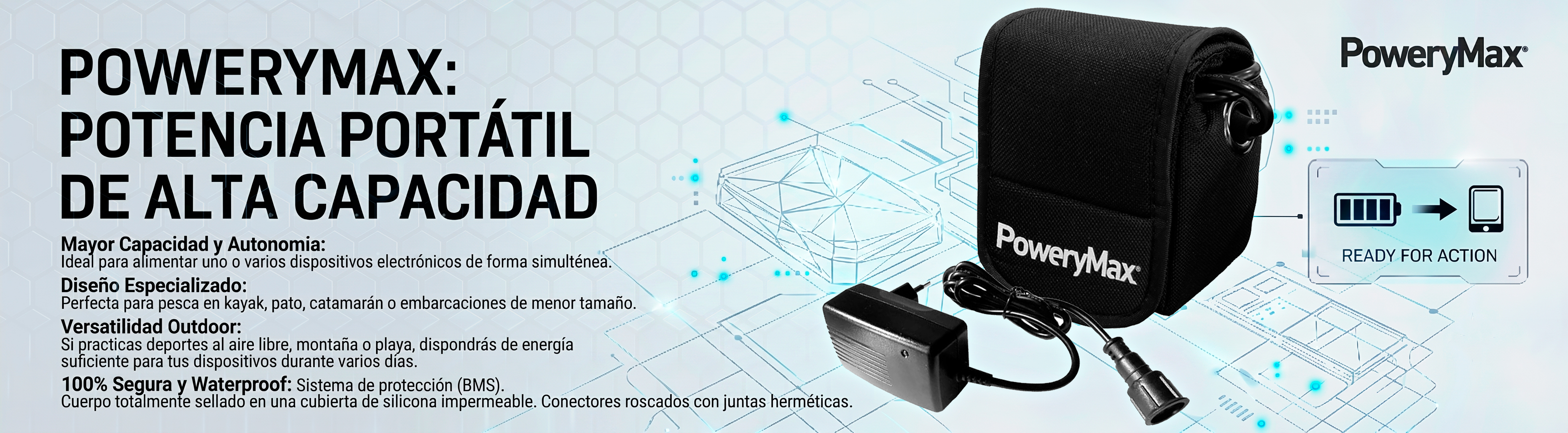 Batería de Litio PoweryMax PX10 + Cargador Inteligente