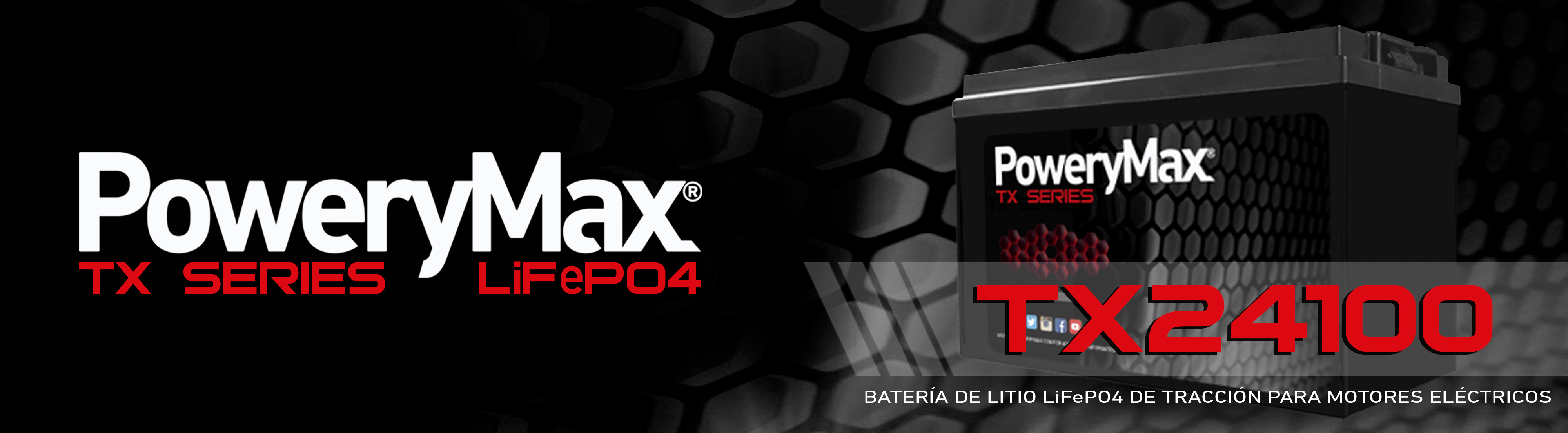Batería de litio LiFePO4 de PoweryMax TX12100