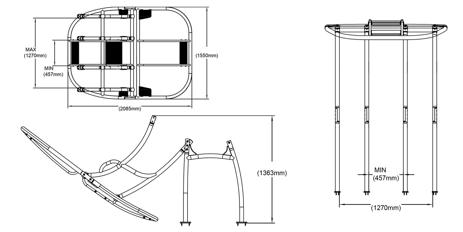 Medidas y dimensiones T-Top para barcos de pesca.